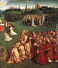 Jan van Eyck The Ghent Altarpiece Adoration of the Lamb [detail right] painting